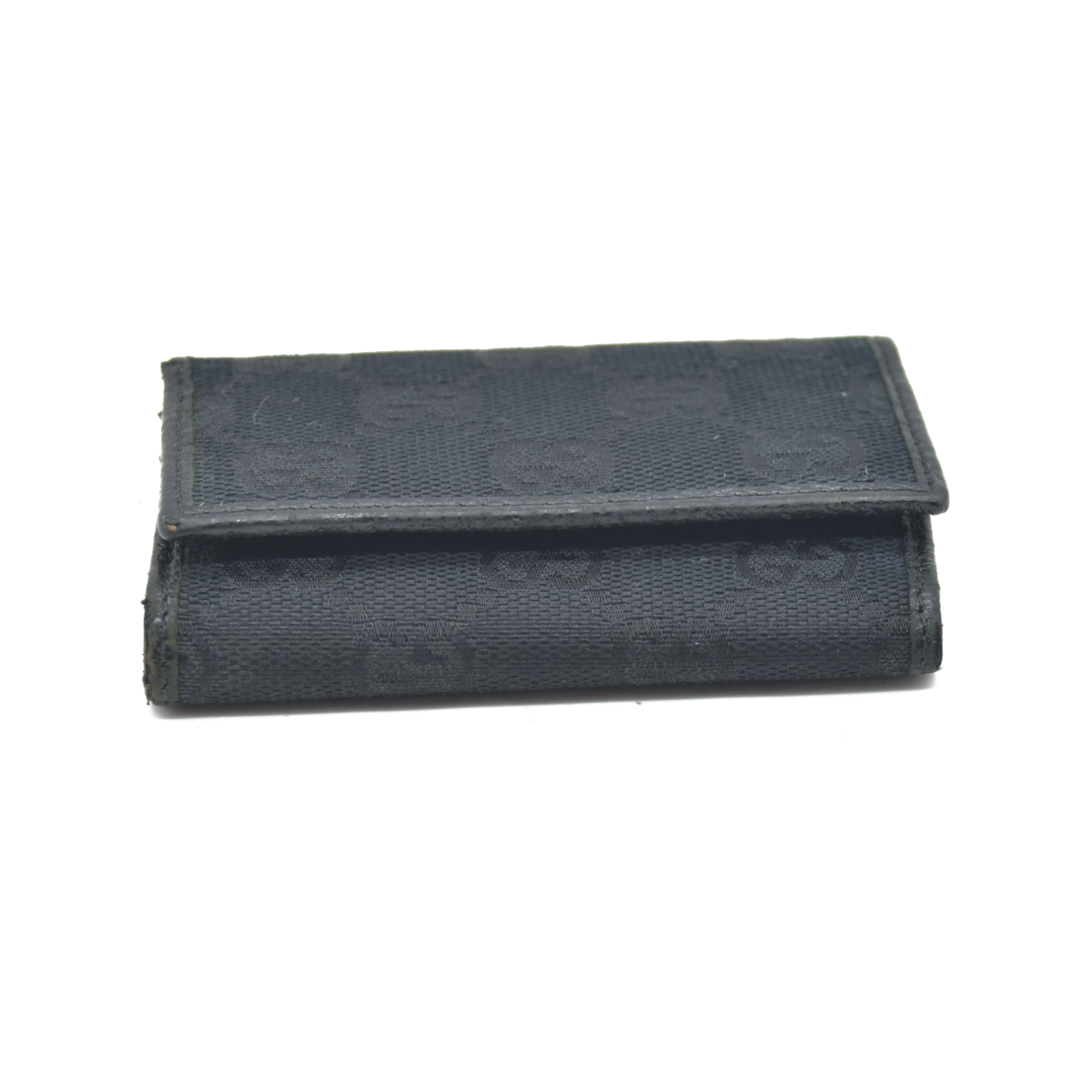 $340 Gucci Monogram Signature GG 6 Key Holder Case Black