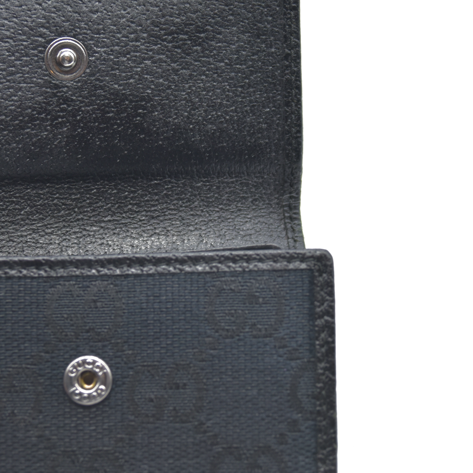 $340 Gucci Monogram Signature GG 6 Key Holder Case Black