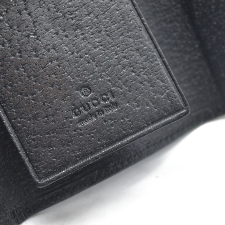 $340 Gucci Monogram Signature GG 6 Key Holder Case Black
