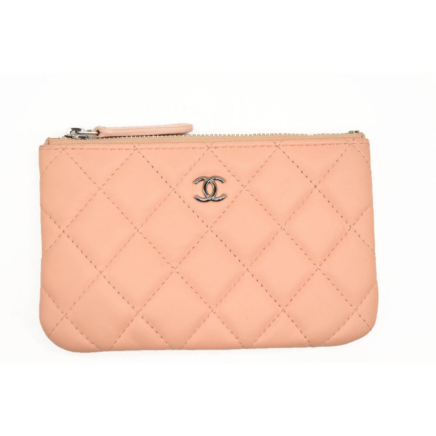 CHANEL Lambskin Quilted Small Cosmetic Pouch Pink