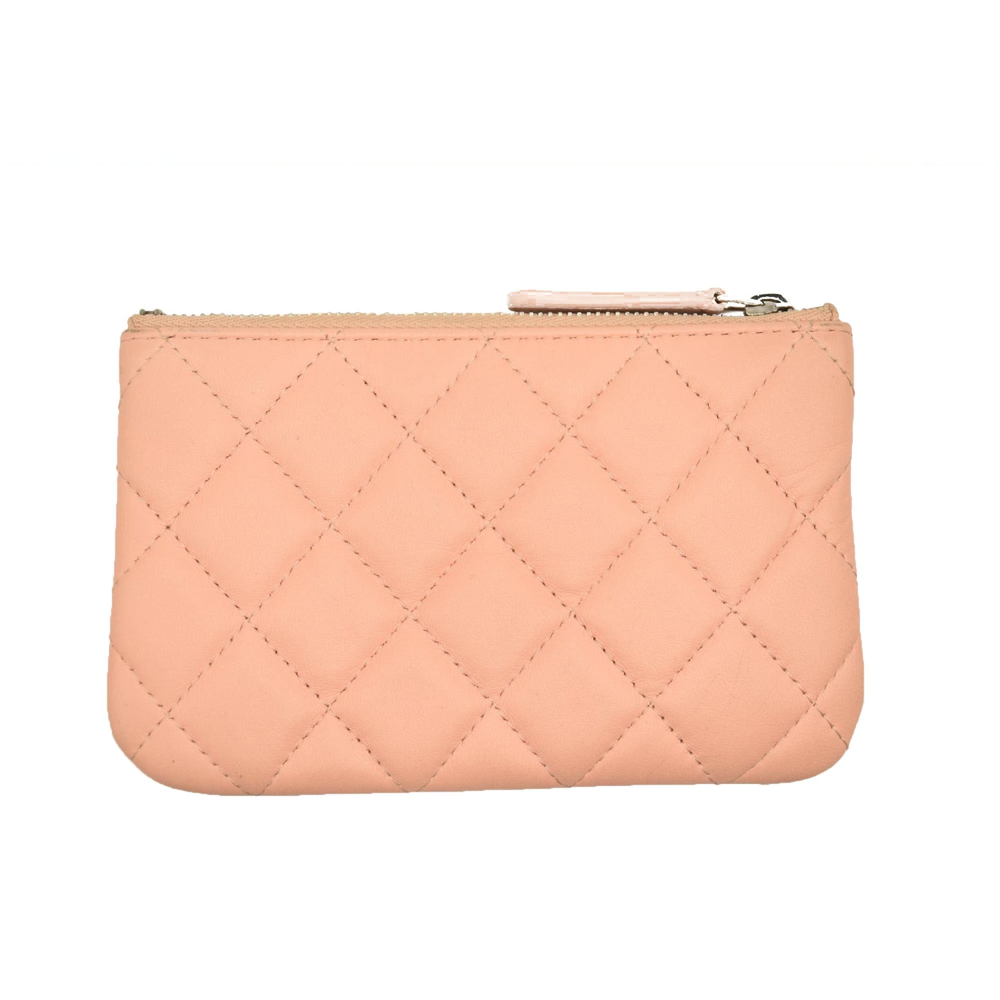 CHANEL Lambskin Quilted Small Cosmetic Pouch Pink