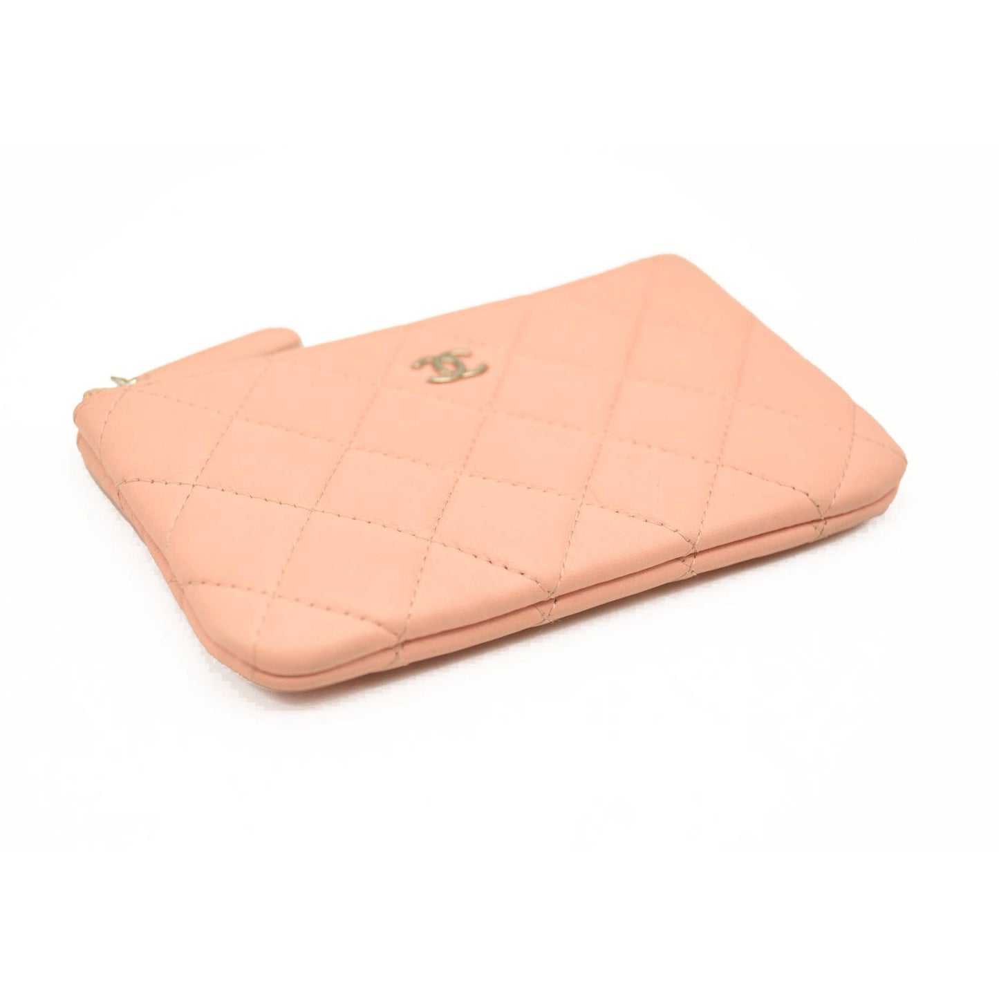 CHANEL Lambskin Quilted Small Cosmetic Pouch Pink