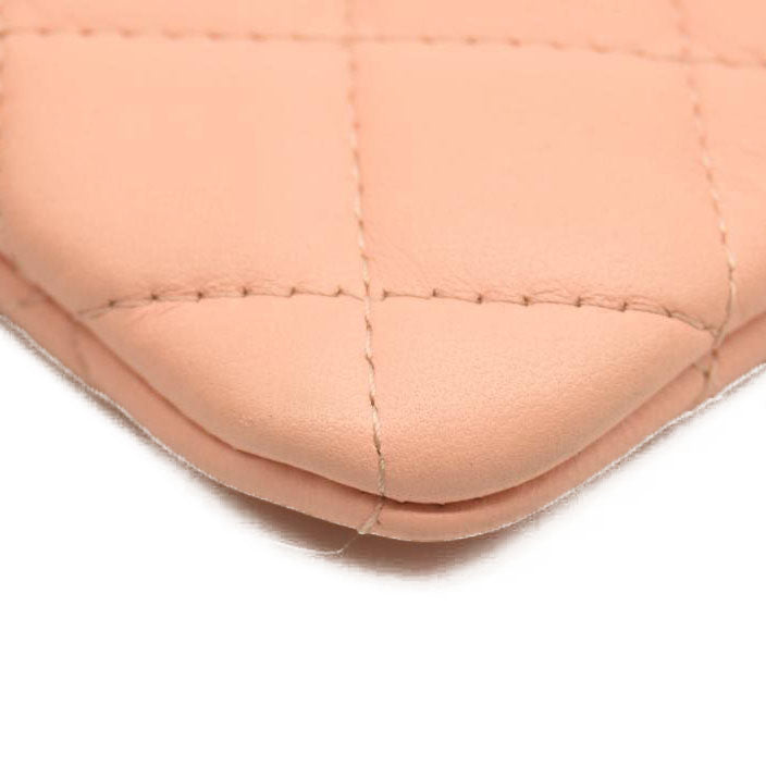 CHANEL Lambskin Quilted Small Cosmetic Pouch Pink