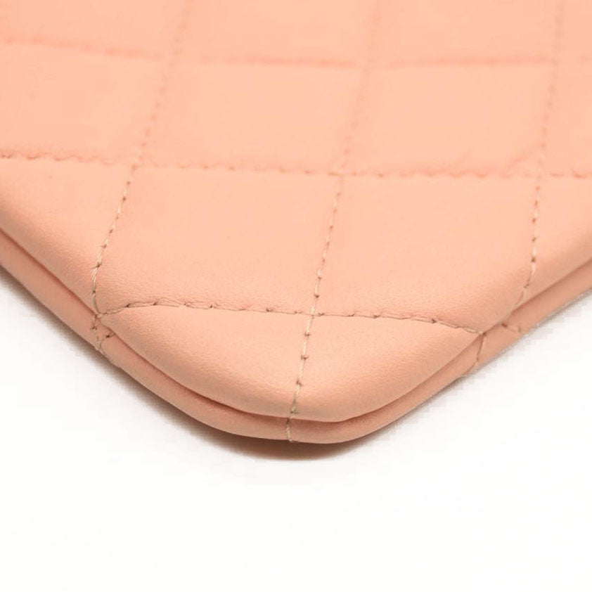 CHANEL Lambskin Quilted Small Cosmetic Pouch Pink