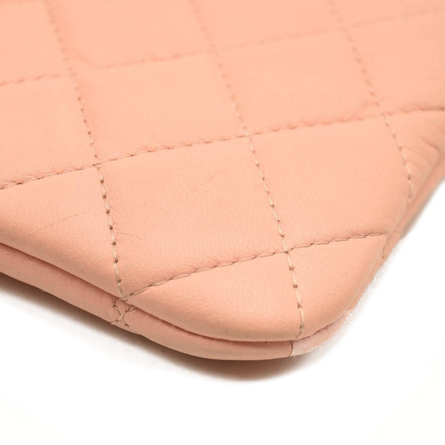 CHANEL Lambskin Quilted Small Cosmetic Pouch Pink