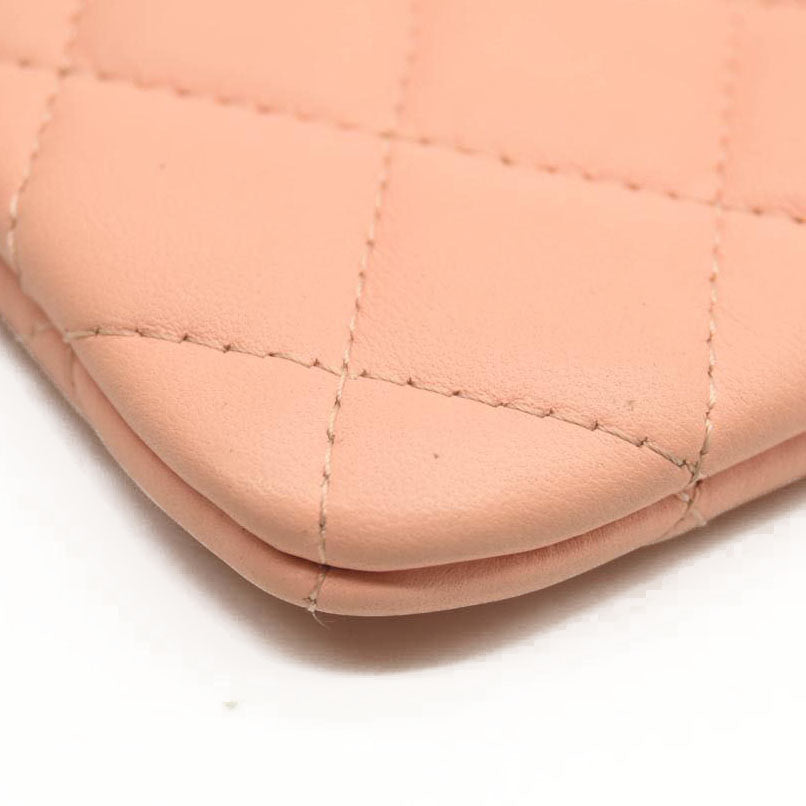 CHANEL Lambskin Quilted Small Cosmetic Pouch Pink