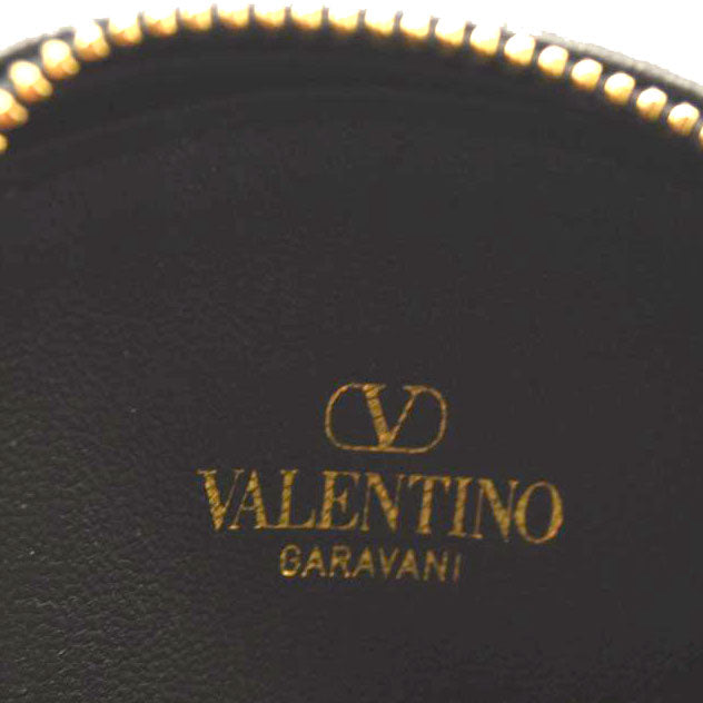 VALENTINO GARAVANI Calfskin Roman Stud Round Crossbody Bag Black