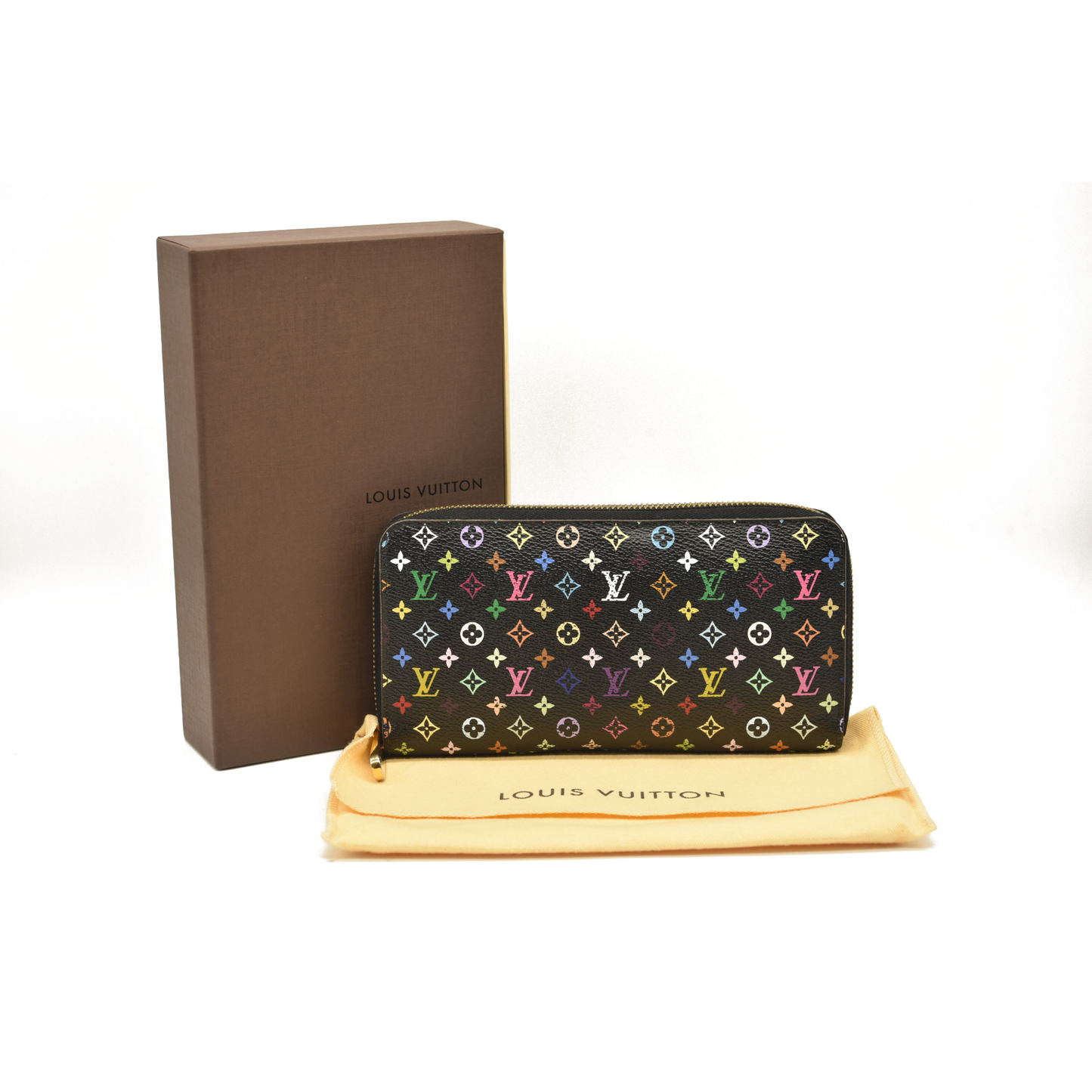 Louis Vuitton  Monogram Multicolor Murakami Zippy Wallet Black Fuchsia