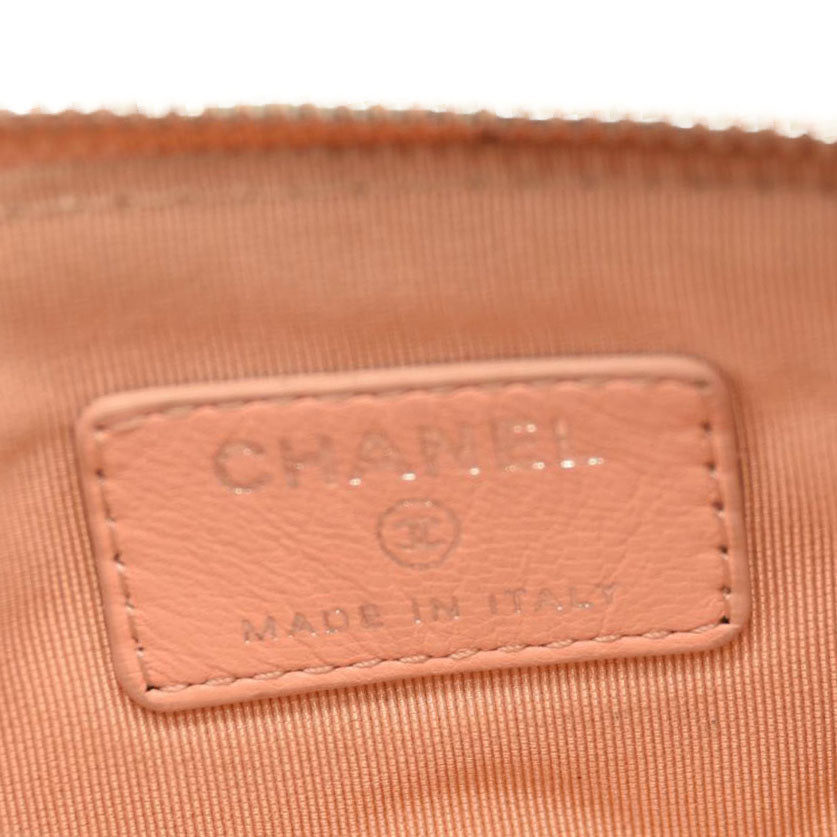 CHANEL Lambskin Quilted Small Cosmetic Pouch Pink