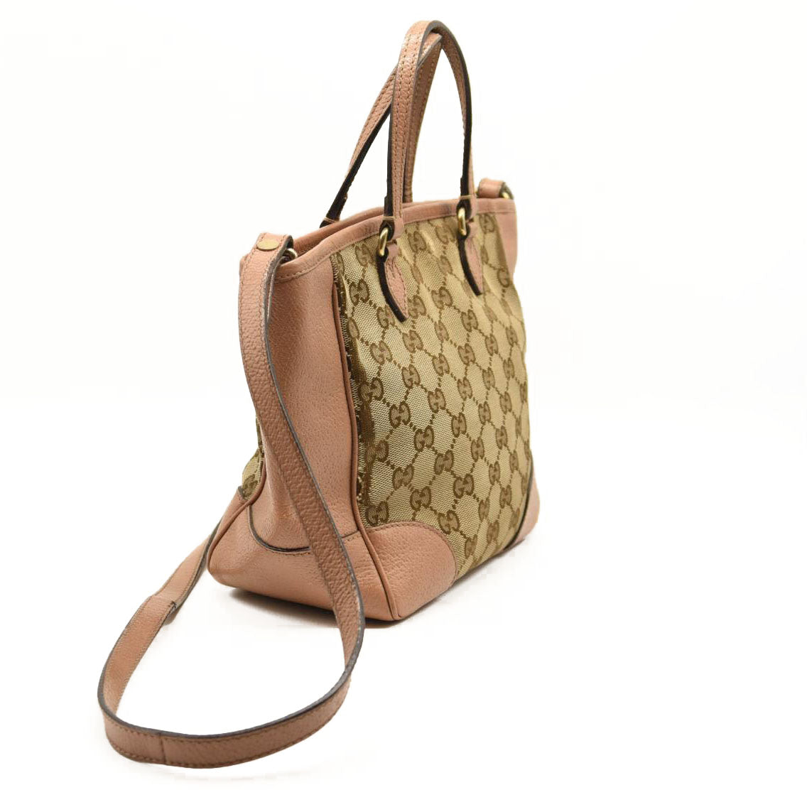 GUCCI Monogram Bree Zippered Tote Beige Soft Pink