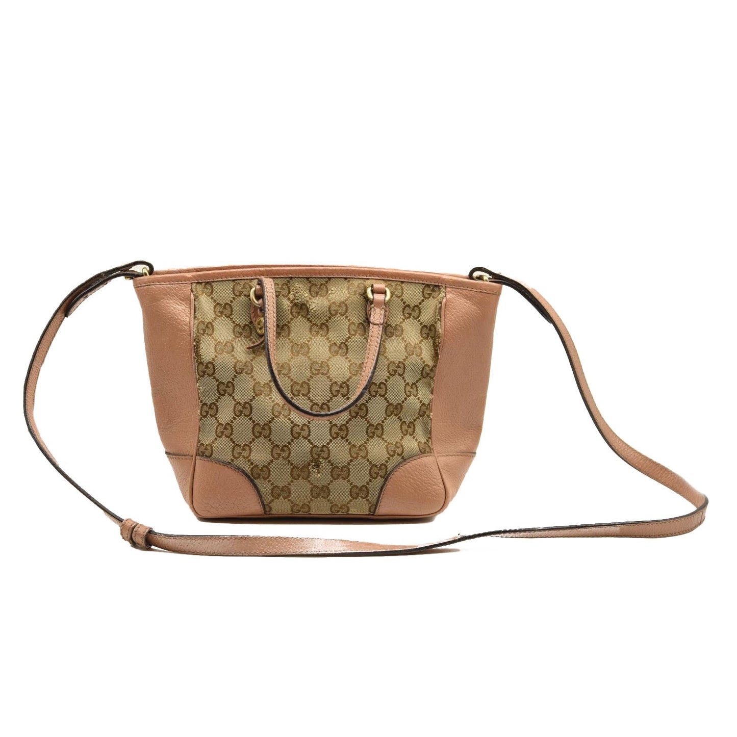 USED GUCCI Monogram Bree Zippered Tote Beige Soft Pink