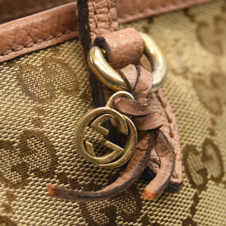 GUCCI Monogram Bree Zippered Tote Beige Soft Pink