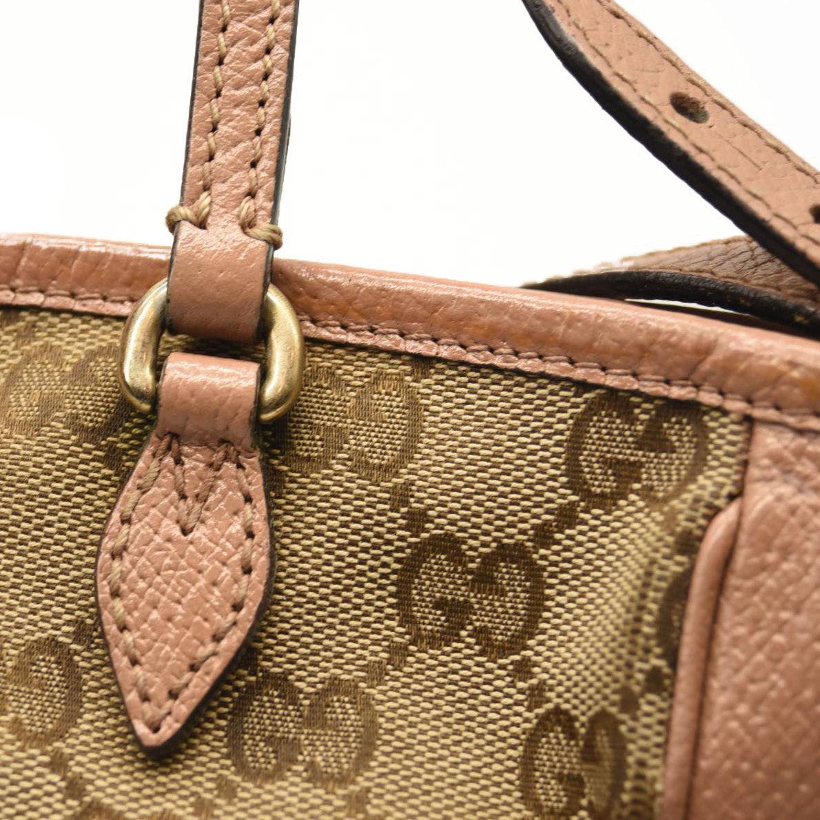 GUCCI Monogram Bree Zippered Tote Beige Soft Pink