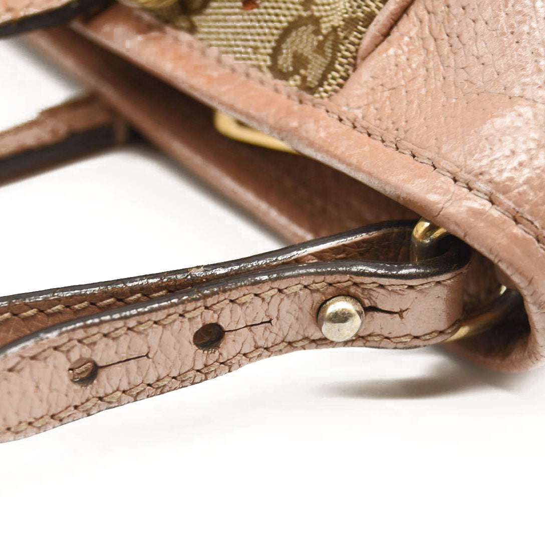 GUCCI Monogram Bree Zippered Tote Beige Soft Pink