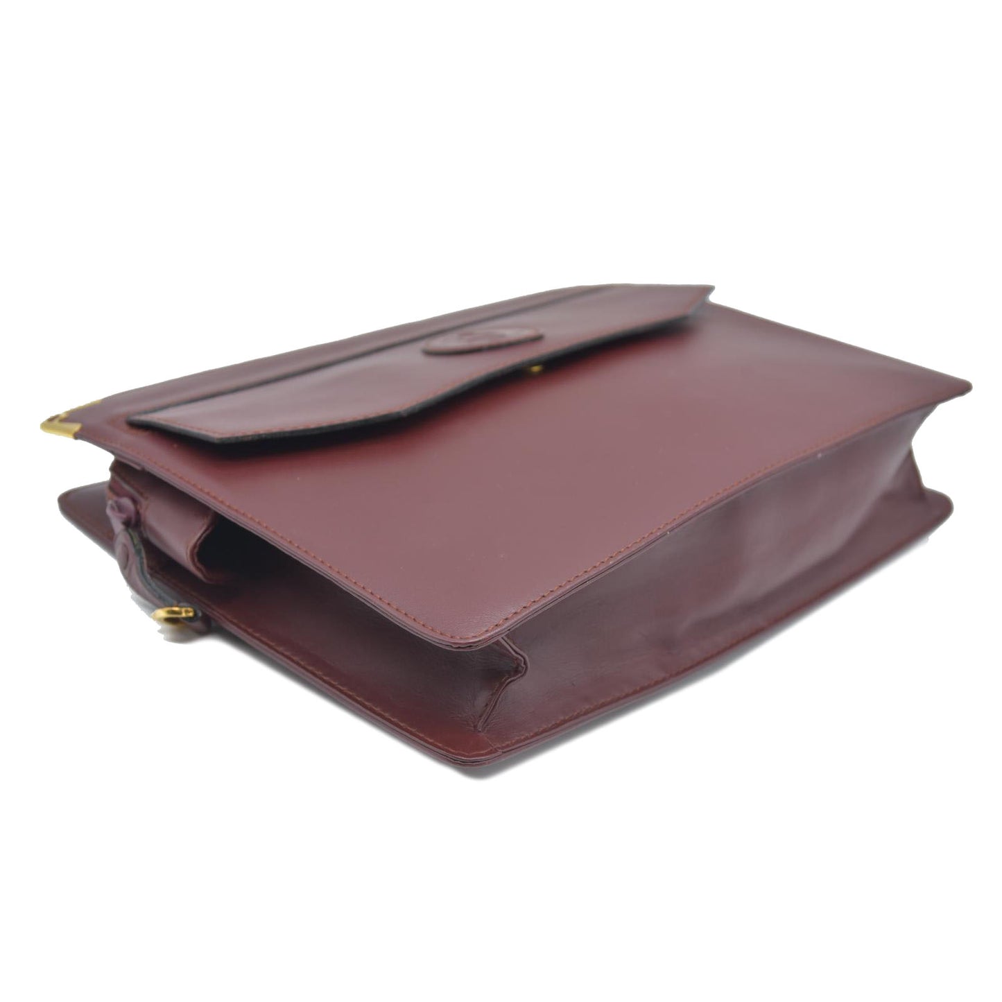 AUCTION CARTIER Must Line Clutch Bag Leather Bordeaux