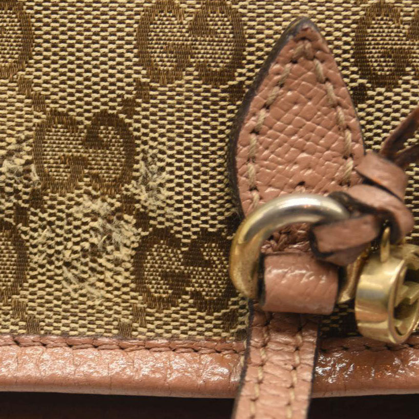 GUCCI Monogram Bree Zippered Tote Beige Soft Pink