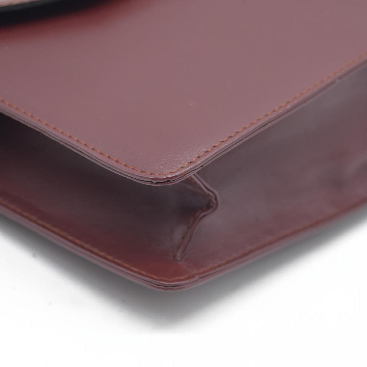 AUCTION CARTIER Must Line Clutch Bag Leather Bordeaux