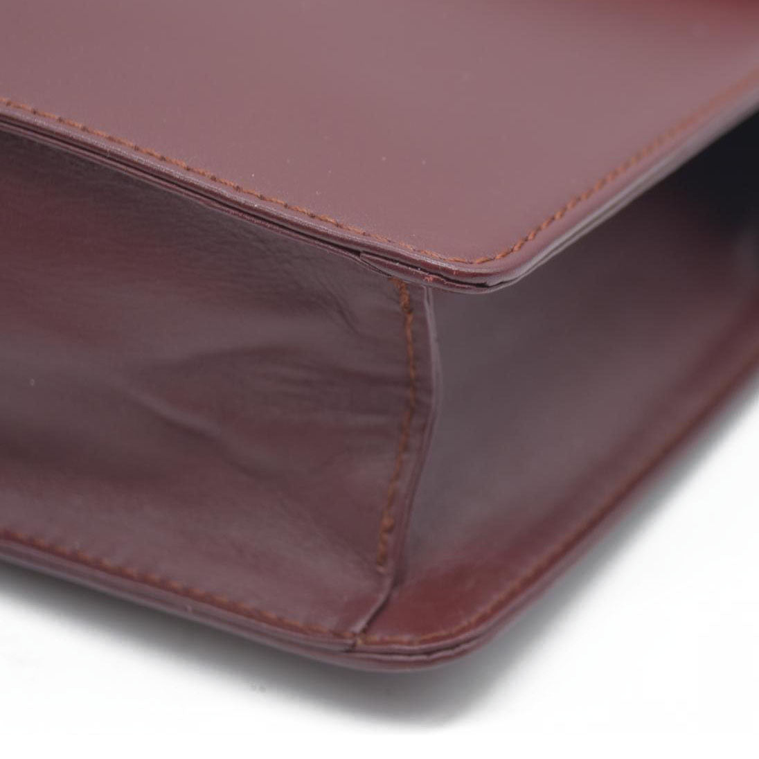 AUCTION CARTIER Must Line Clutch Bag Leather Bordeaux