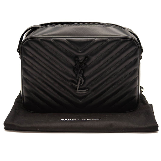 NEW SAINT LAURENT Calfskin Matelasse Monogram Monochrome Lou Camera Bag Black Noir