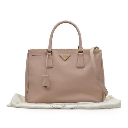 $4500  Prada  Saffiano Medium Galleria Double Zip Tote Cammeo
