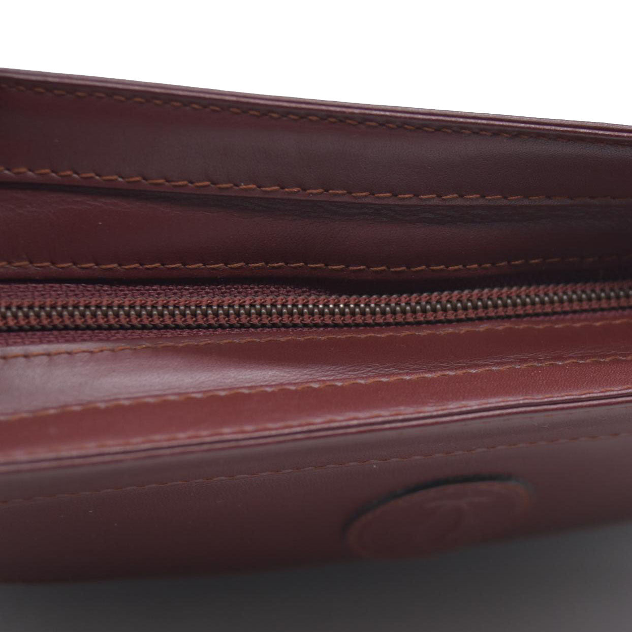 AUCTION CARTIER Must Line Clutch Bag Leather Bordeaux