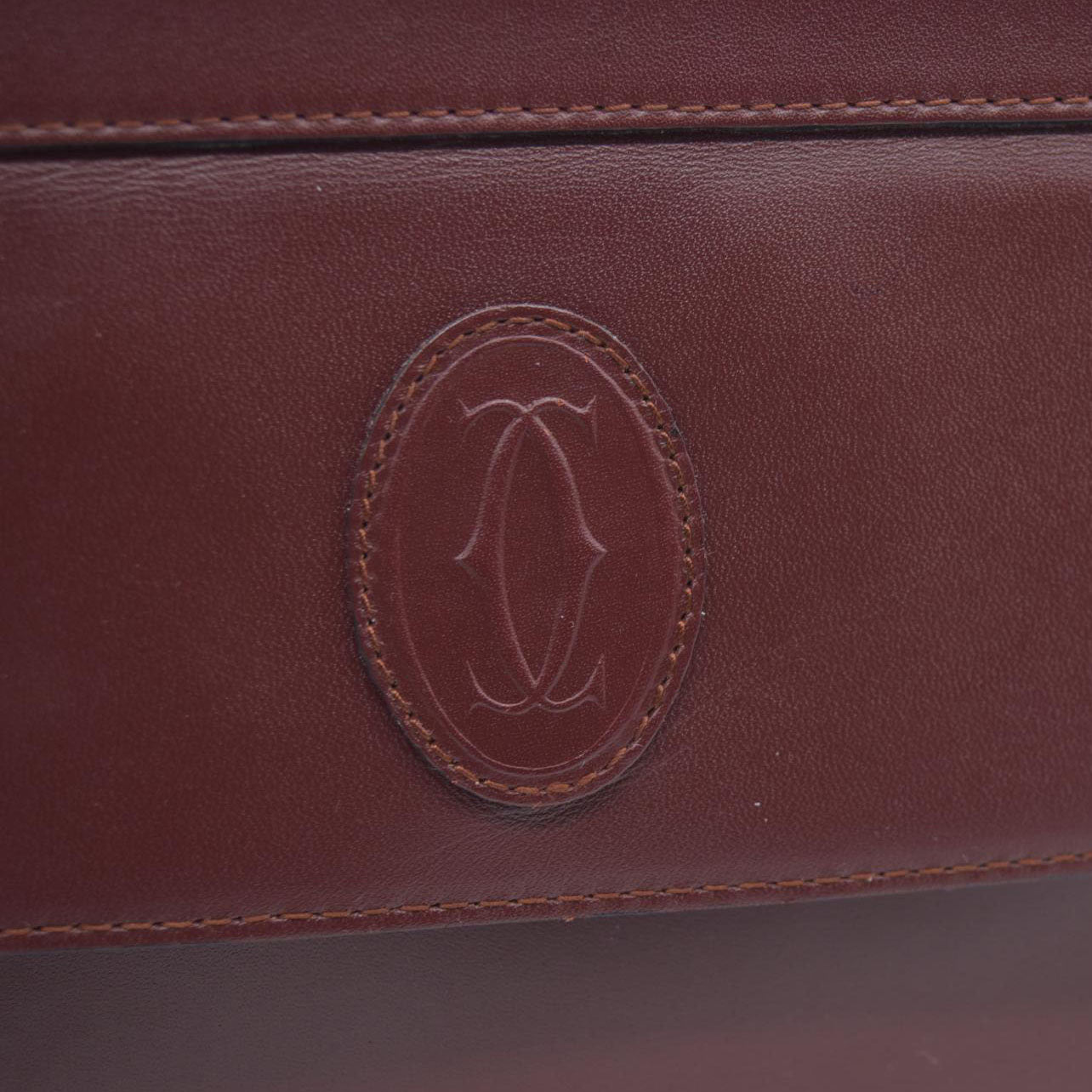 AUCTION CARTIER Must Line Clutch Bag Leather Bordeaux
