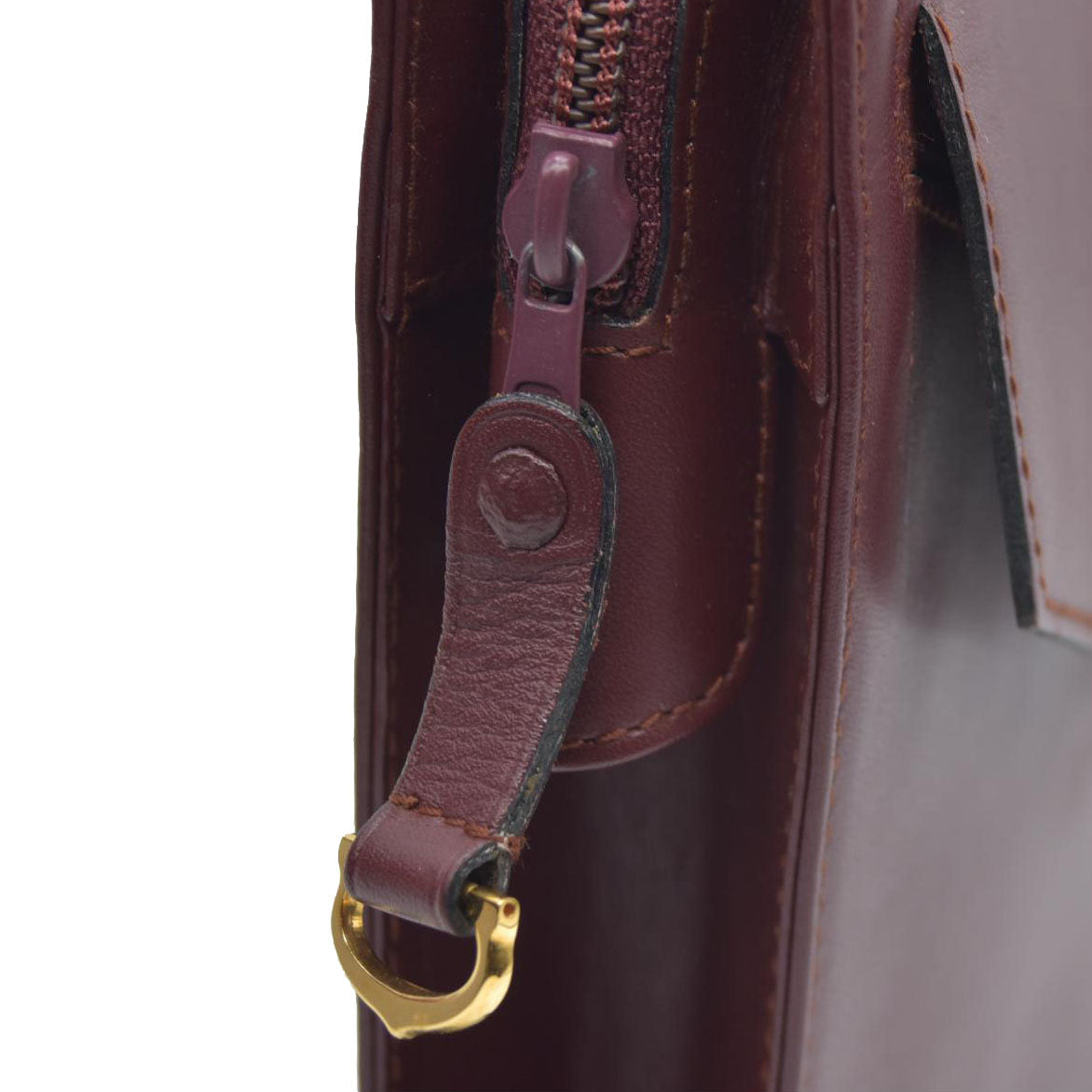 AUCTION CARTIER Must Line Clutch Bag Leather Bordeaux