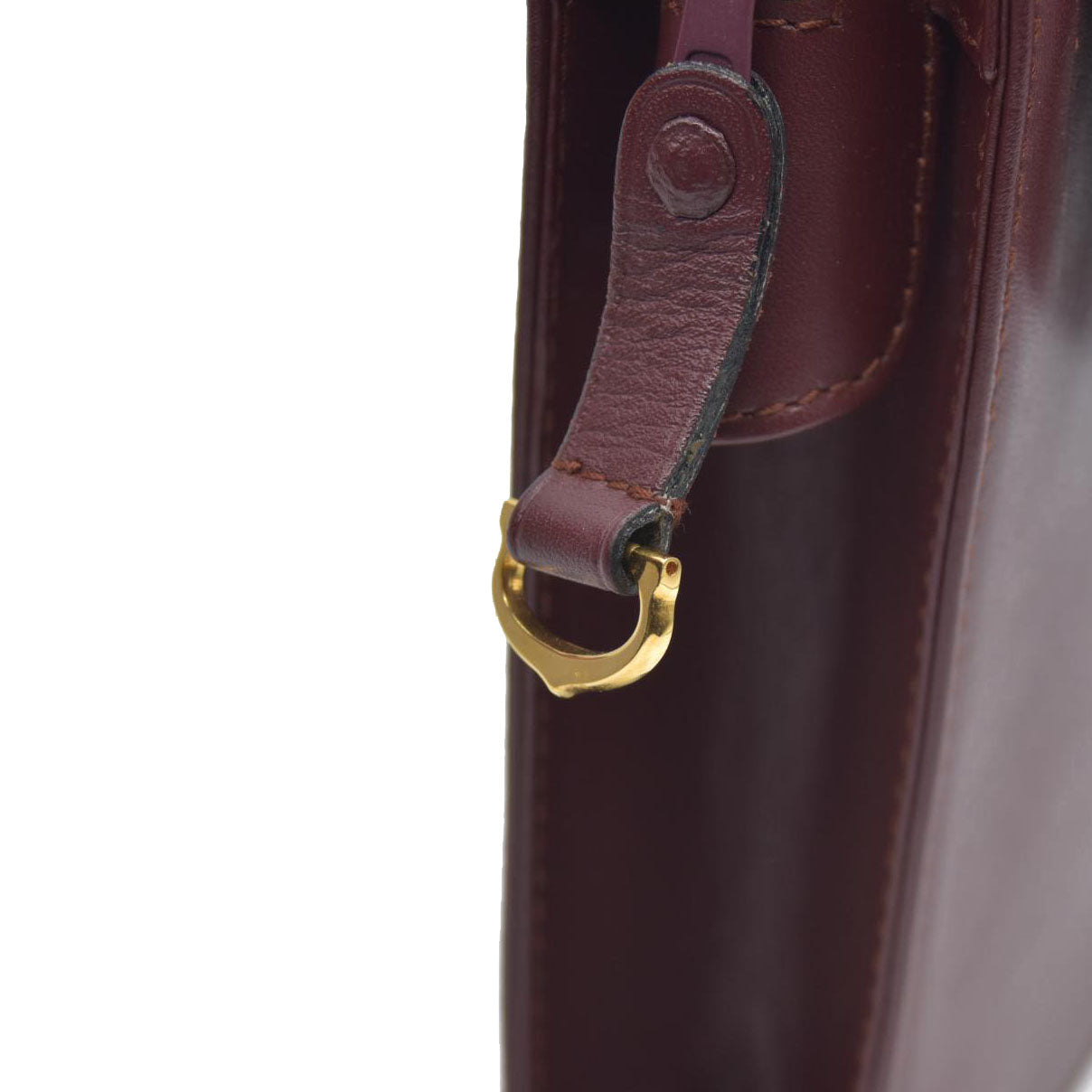 AUCTION CARTIER Must Line Clutch Bag Leather Bordeaux