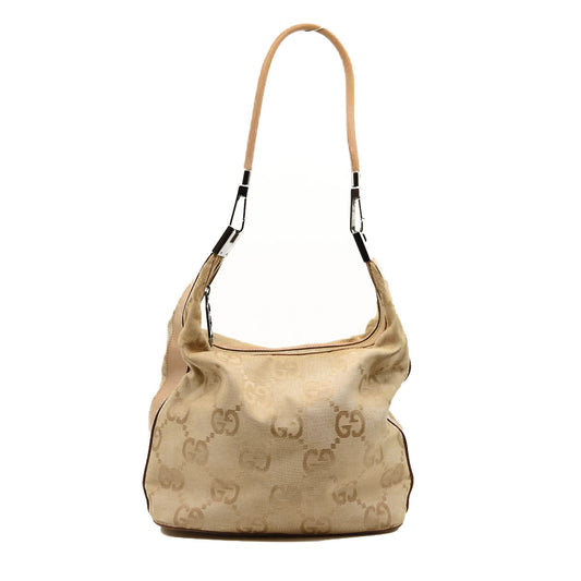 GUCCI Monogram GG Small Clasp Hobo Beige