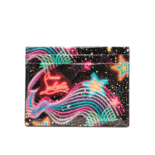 NEW Christian Louboutin Kios Starlight Print Patent Leather Card Holder