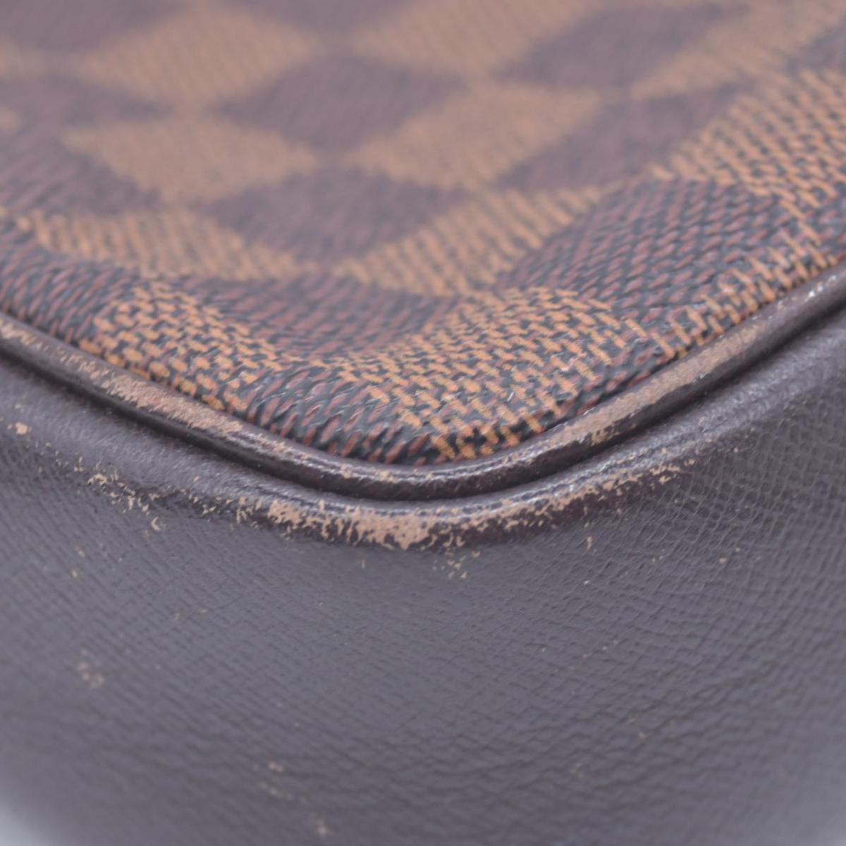 $850 1998 Louis Vuitton Damier Ebene Trousse Make Up Bag Pochette NO0928 CONSIGNMENT 10021081