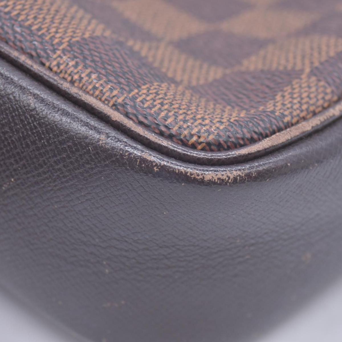 $850 1998 Louis Vuitton Damier Ebene Trousse Make Up Bag Pochette NO0928 CONSIGNMENT 10021081