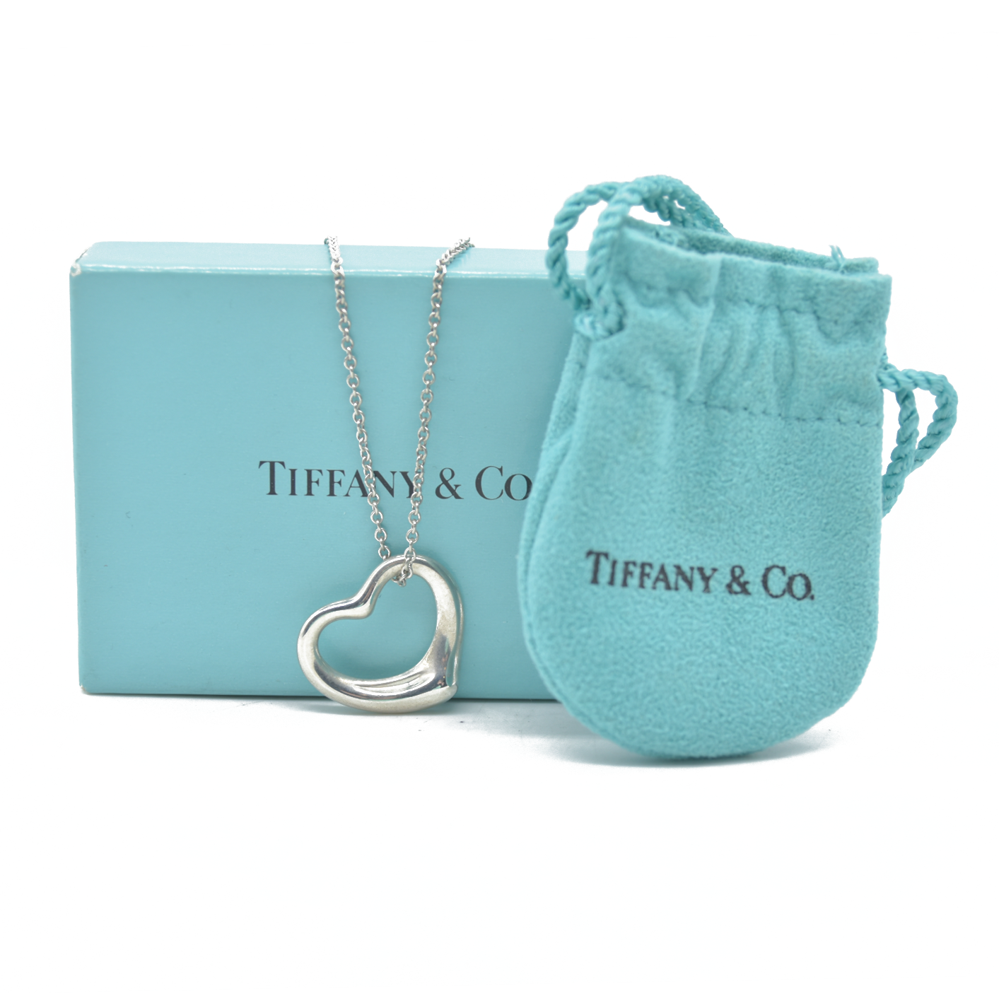 $625 Tiffany & Co. Elsa Peretti 22 mm Open Heart Pendant Sterling Silver Medium