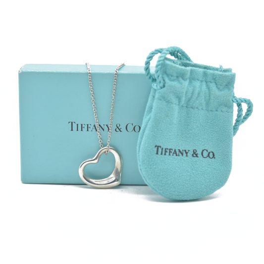 $625 Tiffany & Co. Elsa Peretti 22 mm Open Heart Pendant Sterling Silver Medium