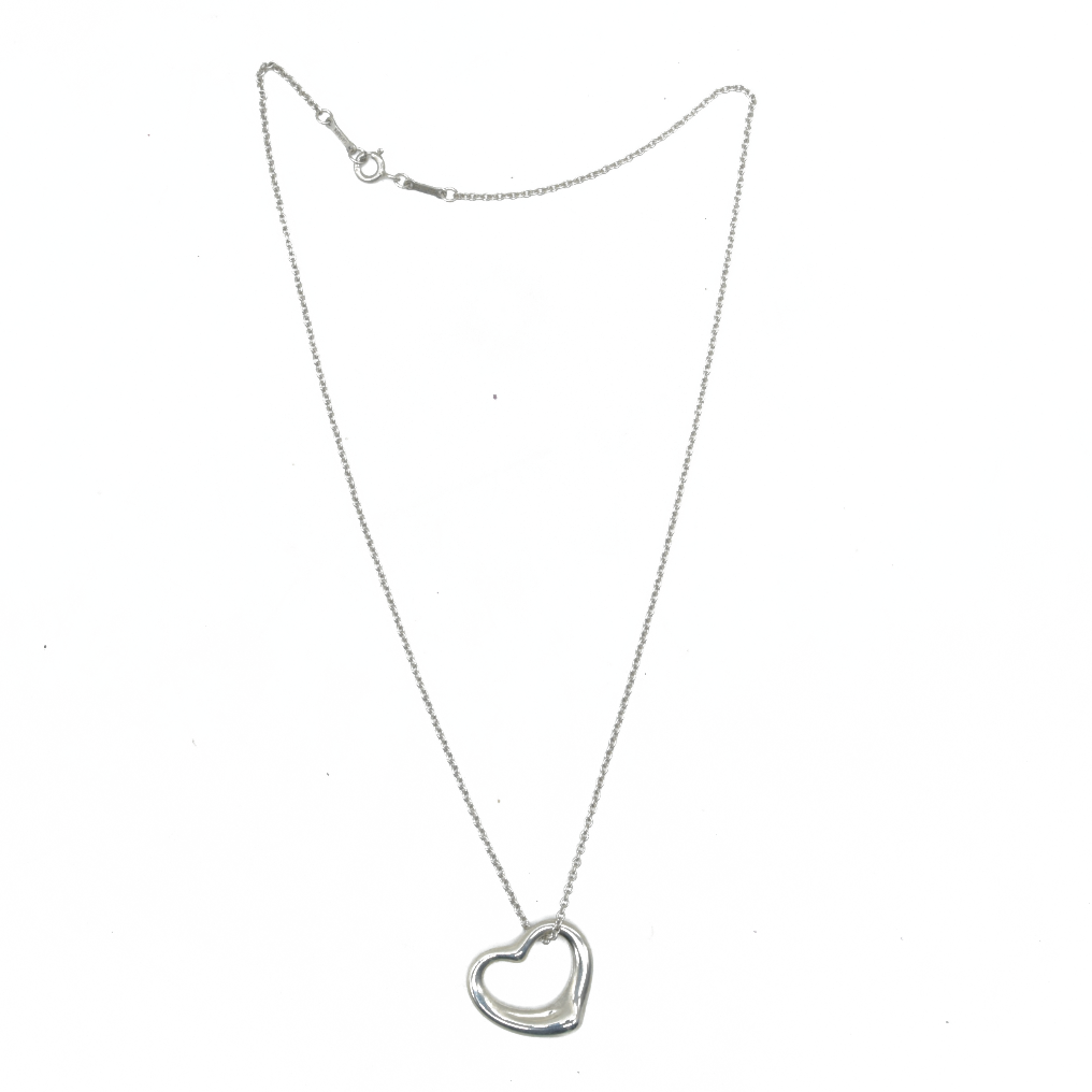 $625 Tiffany & Co. Elsa Peretti 22 mm Open Heart Pendant Sterling Silver Medium