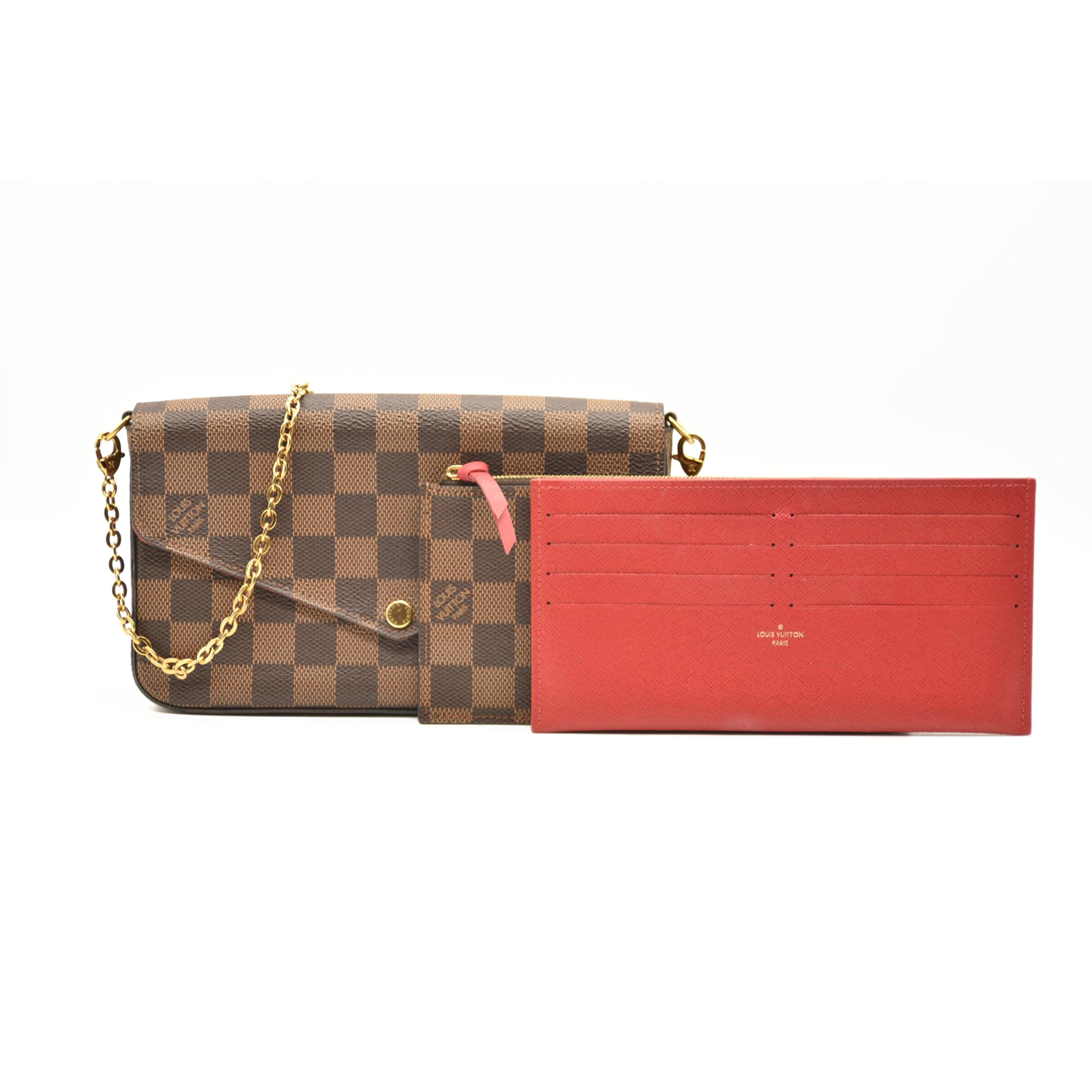 Louis Vuitton  Damier Ebene Pochette Felicie Chain Wallet CA0177