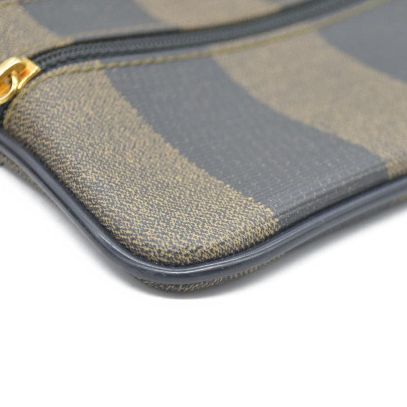 FENDI Pequin PVC Cosmetic Pouch Bag Khaki