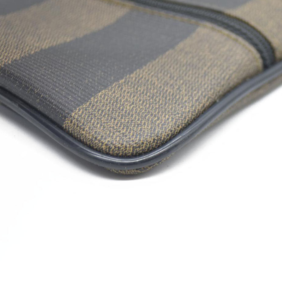 FENDI Pequin PVC Cosmetic Pouch Bag Khaki