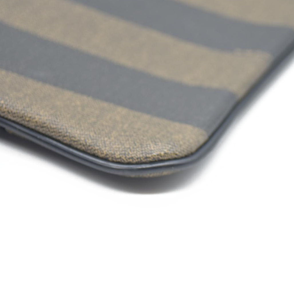 FENDI Pequin PVC Cosmetic Pouch Bag Khaki