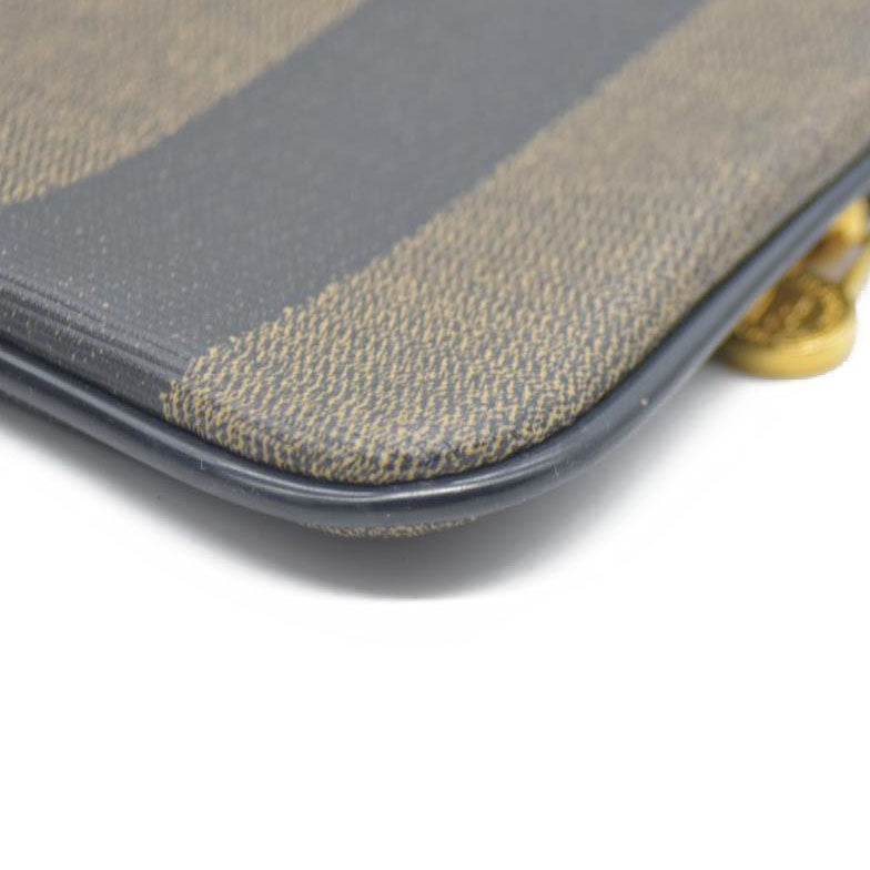 FENDI Pequin PVC Cosmetic Pouch Bag Khaki