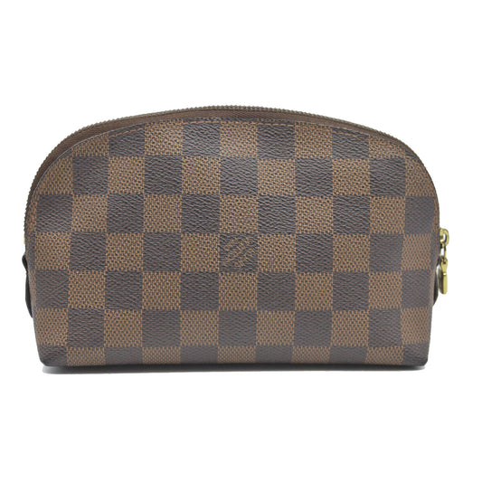 Louis Vuitton $600 Damier Ebene Pochette Cosmetic Pouch Bag