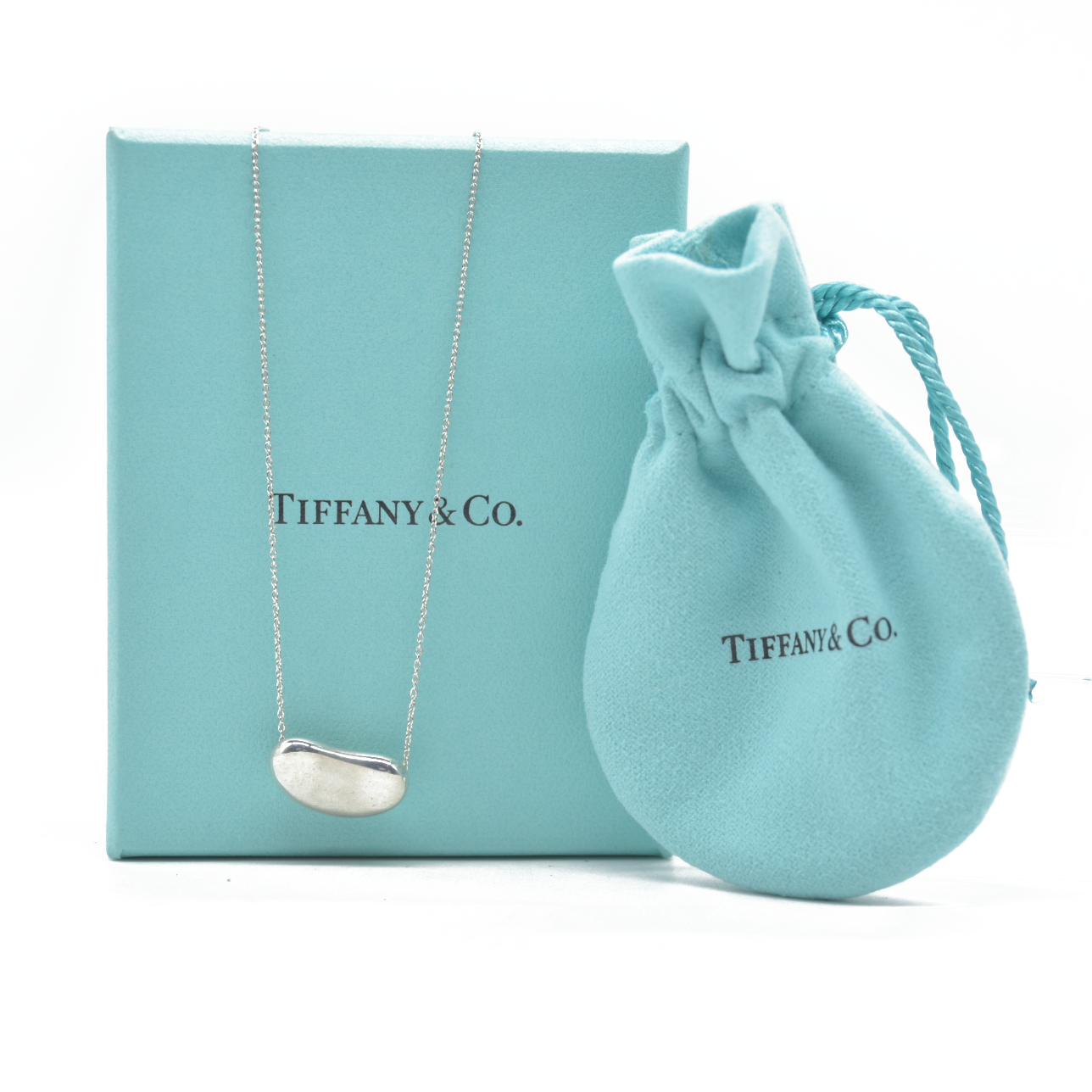 $650 Tiffany & Co. Elsa Peretti Bean Design Pendant in Sterling Silver, 18 mm
