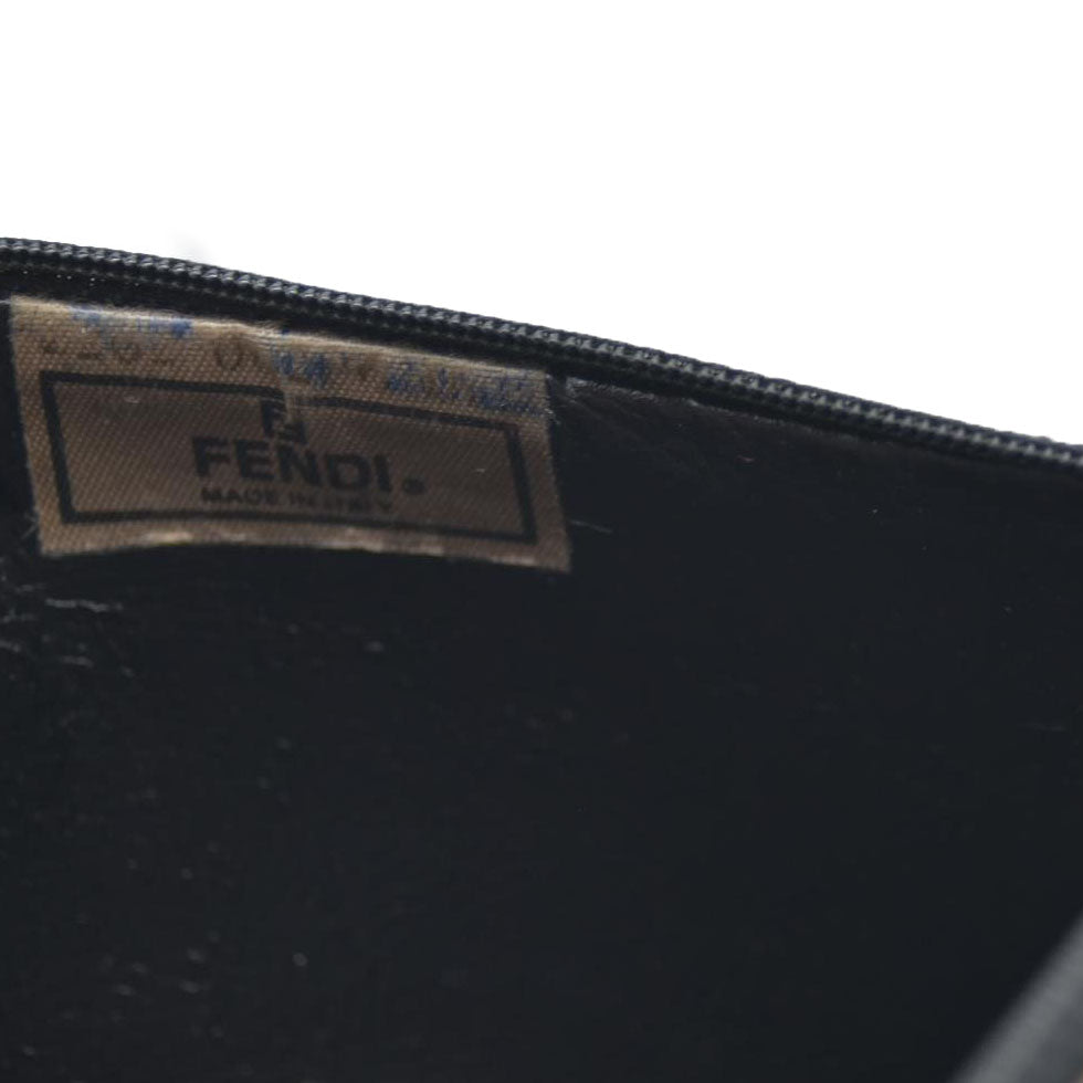 FENDI Pequin PVC Cosmetic Pouch Bag Khaki