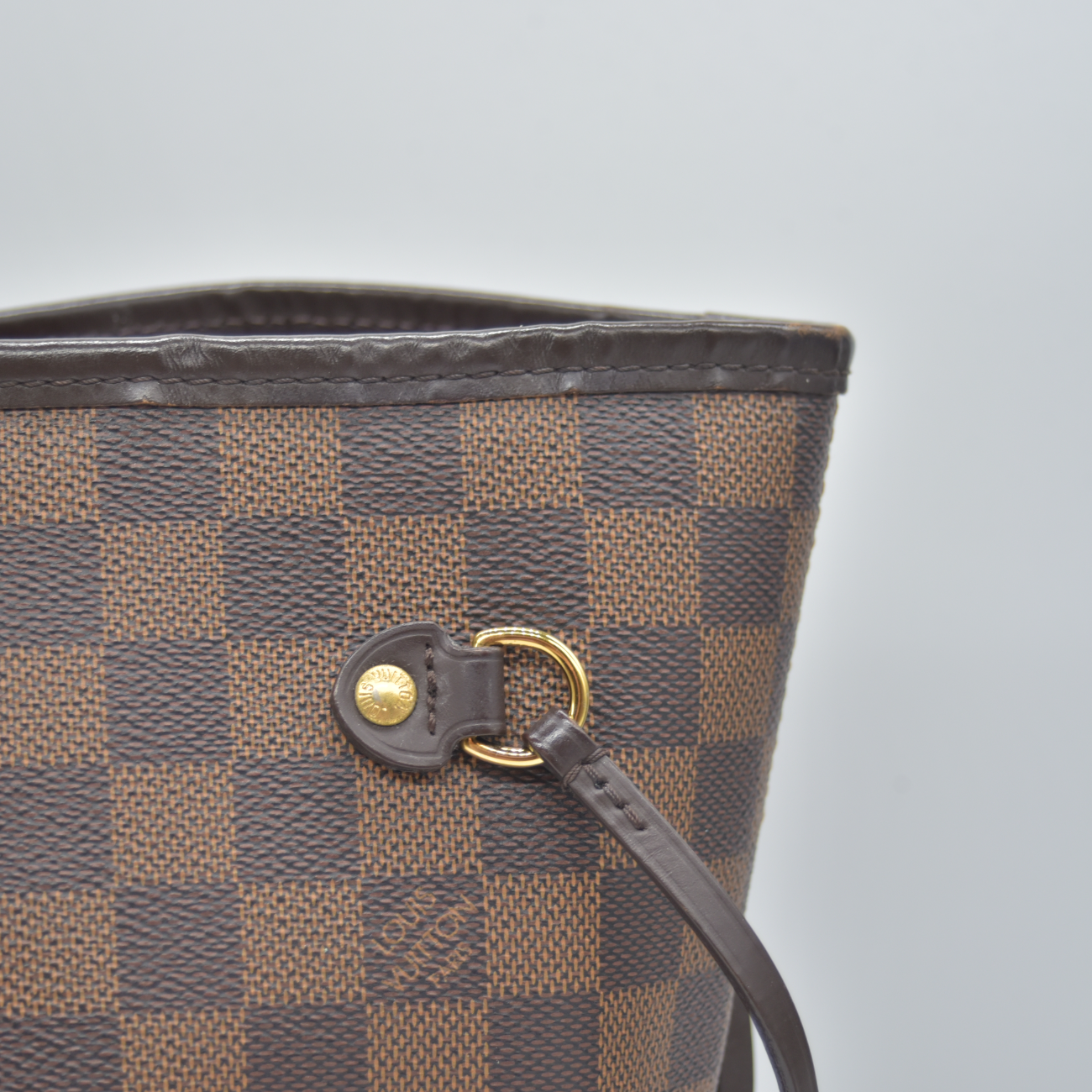 $2240 2017 Louis Vuitton Damier Ebene Neverfull MM Cherry Red Interior GI3167
