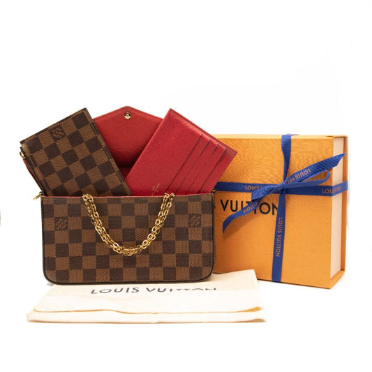 Louis Vuitton Damier Ebene Pochette Felicie Chain Wallet