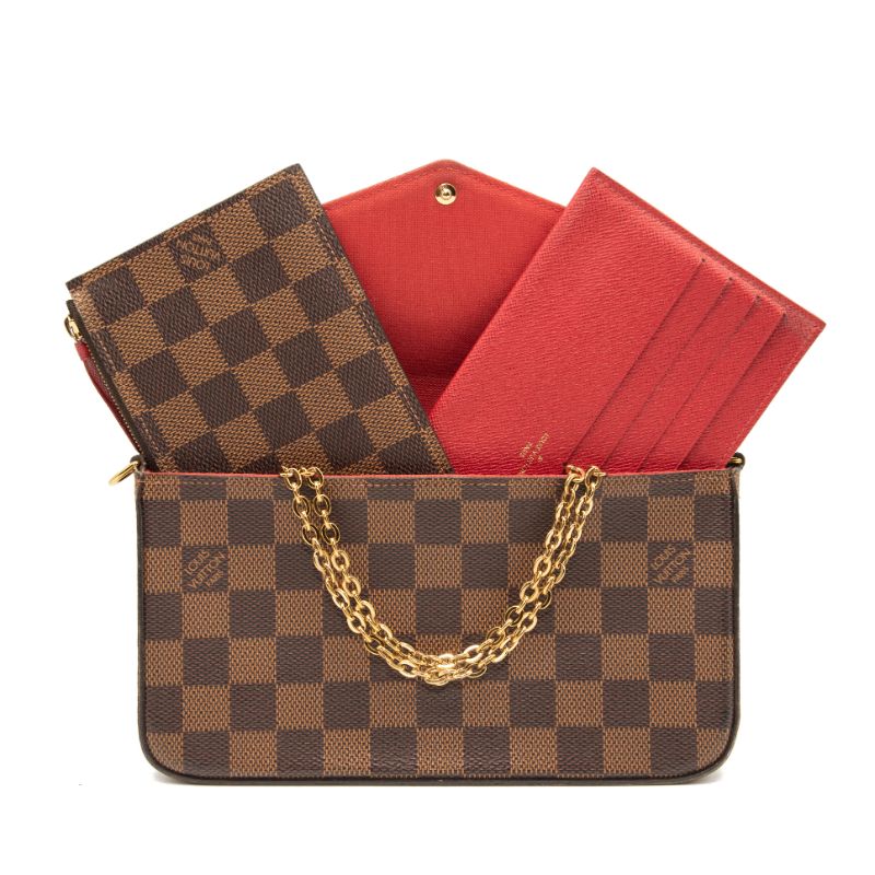 Louis Vuitton Damier Ebene Pochette Felicie Chain Wallet