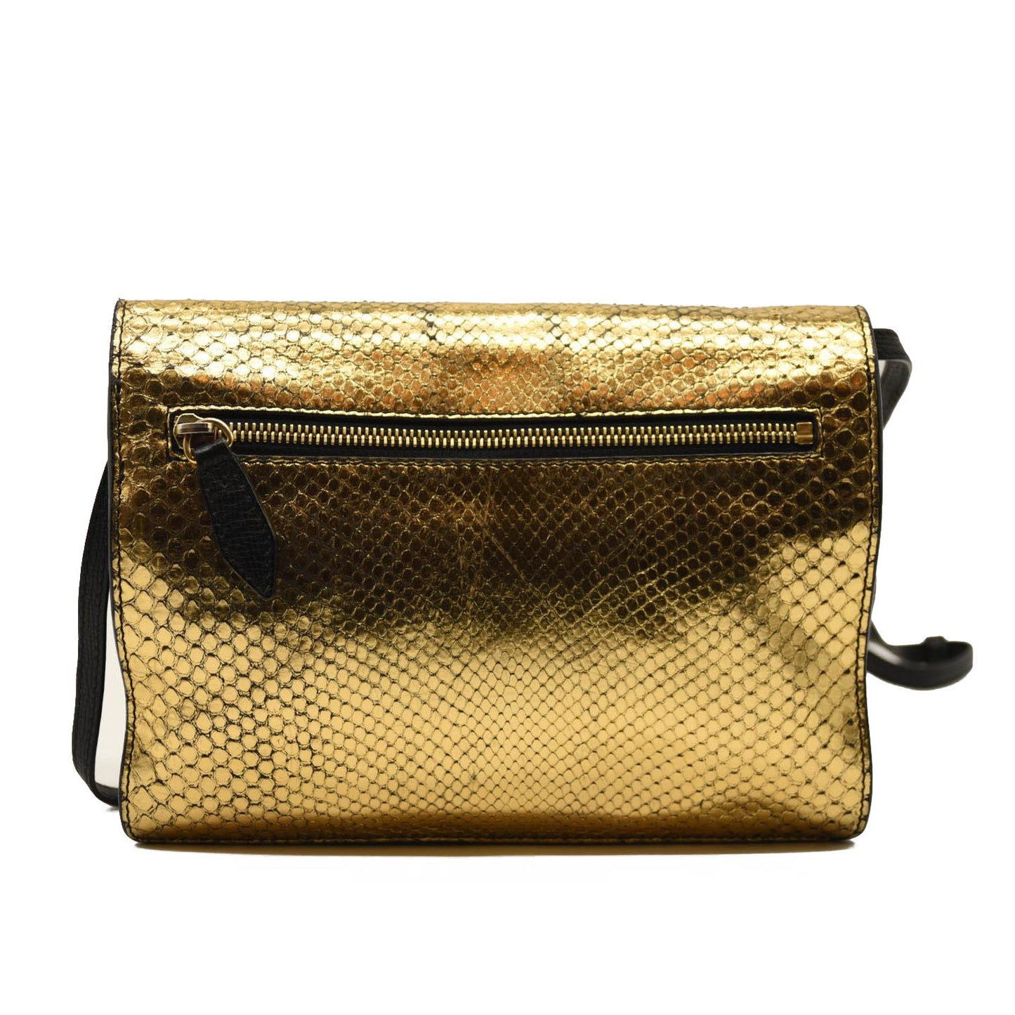 BURBERRY Derby Calfskin House Check Small Macken Crossbody Bag Gold