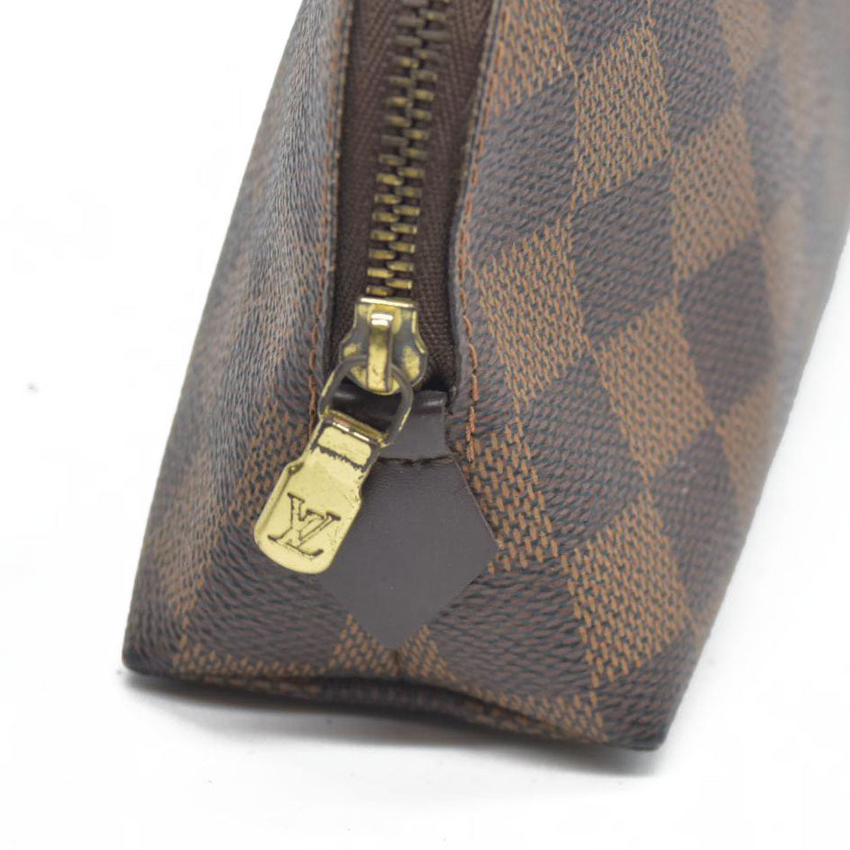 Louis Vuitton $600 Damier Ebene Pochette Cosmetic Pouch Bag
