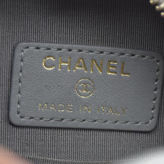 Chanel  Lambskin Quilted Chanel 19 Round Clutch With Chain Grey