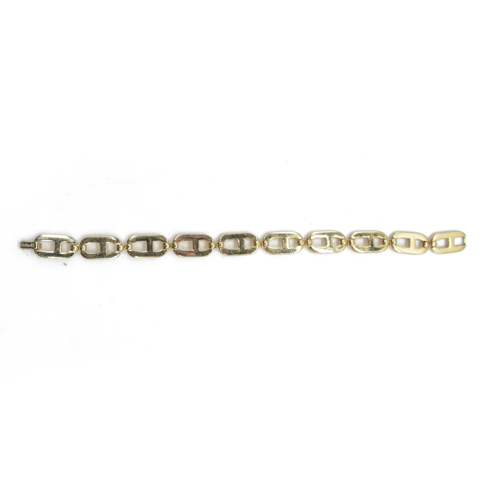 $500 Dior Gold Plated CD Logo Link Chain Bracelet Golden